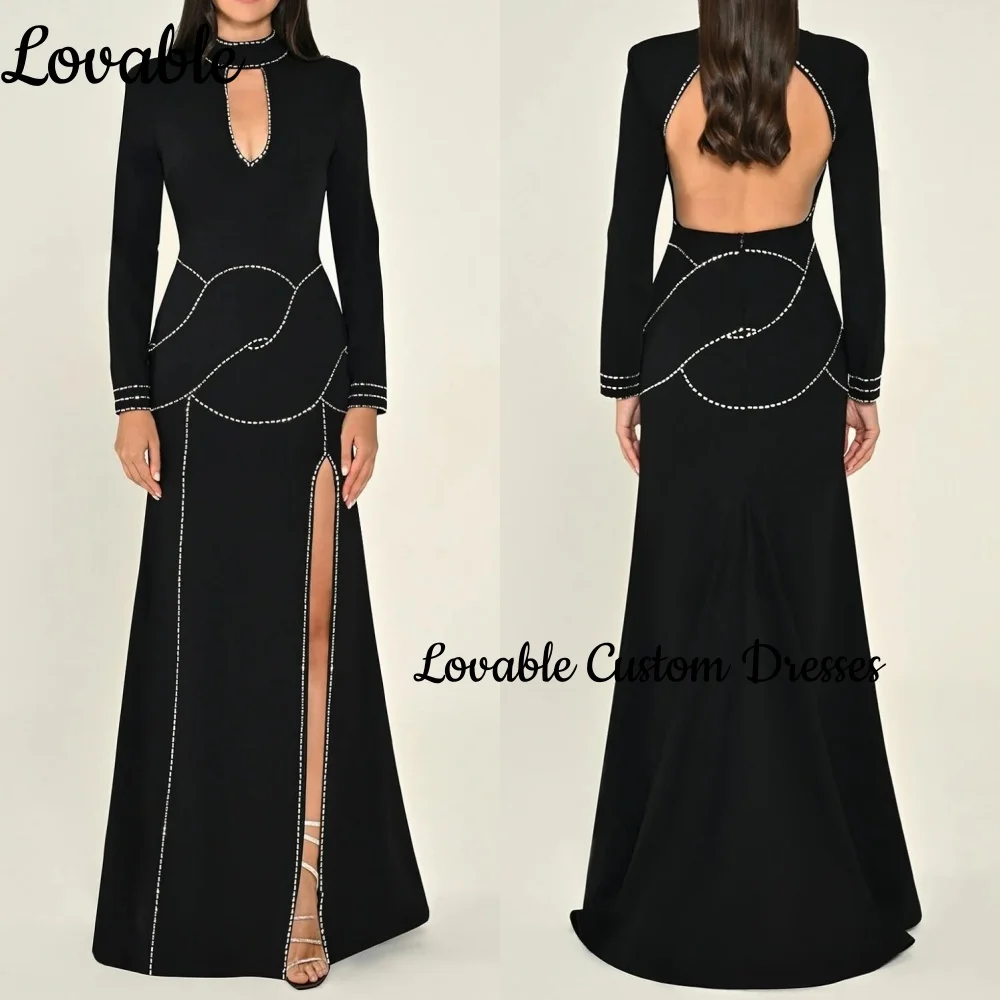 

Платье для свадебной вечеринки в Дубае, платье трапециевидной формы с овальным вырезом и бисером, женское элегантное роскошное платье на молнии с длинными рукавами