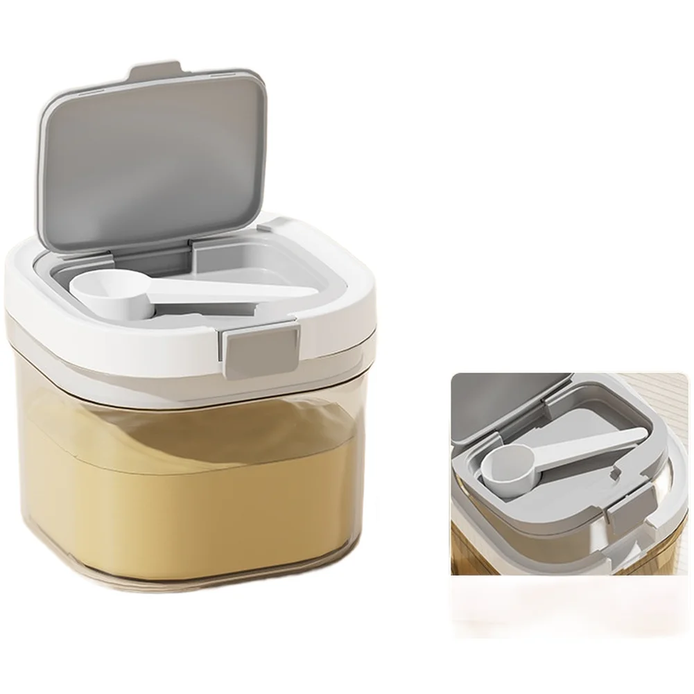 Sealed Food Storage Jar with Ergonomic Handle and Hygienic Measuring Spoon for Baby Formula Dry Foods and Kitchen Organization