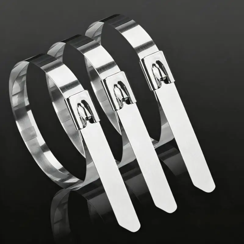 100Pcs Metal Zip Ties Cutter UV Resistant Tool Fence Ties 4.6mm Width Heavy Duty 304 Stainless Steel Cable Tie