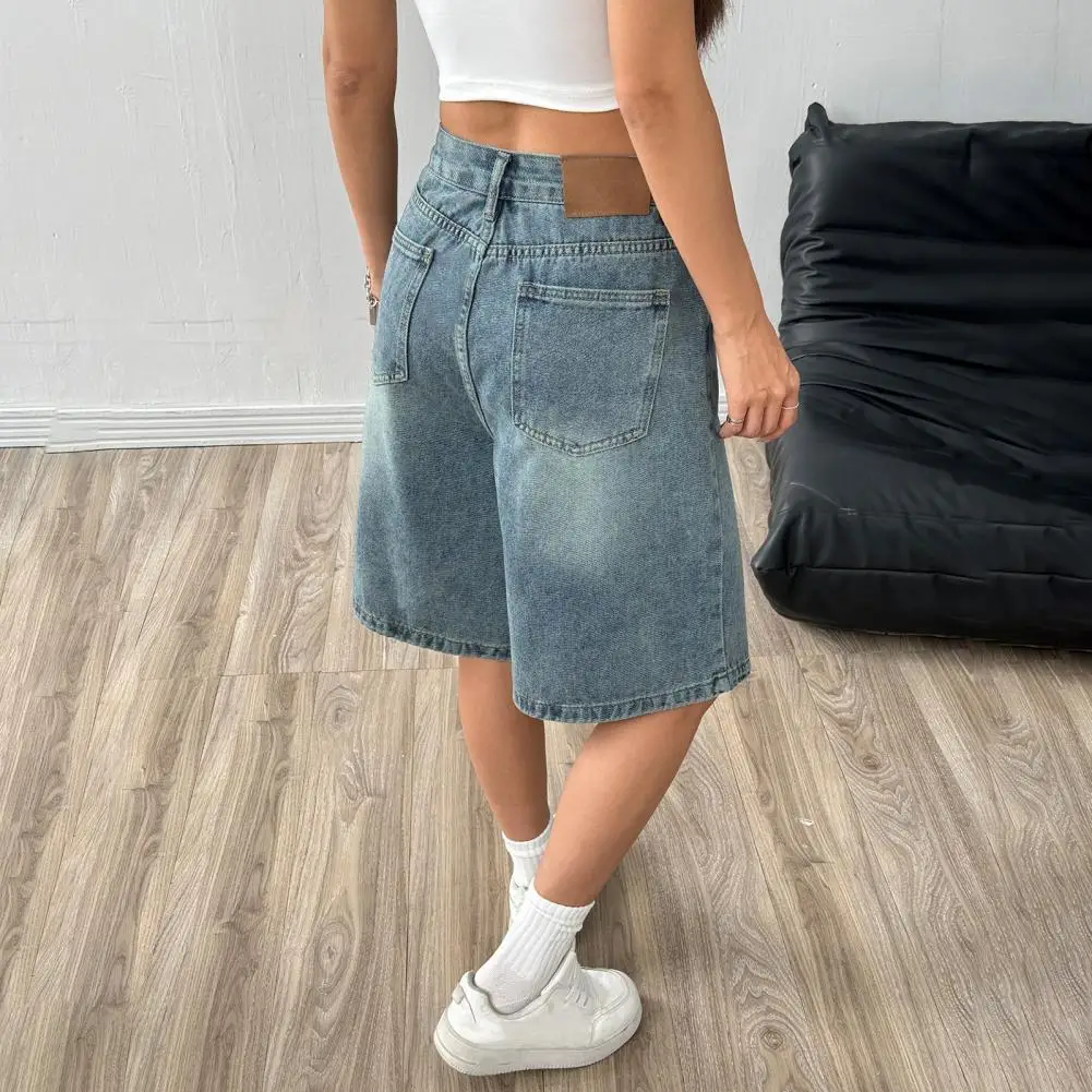 2026 Spring New High Waist Knee Length Denim Shorts For Women Fashion Casual Summer Stretch Tight Rolled Up Jeans Shorts