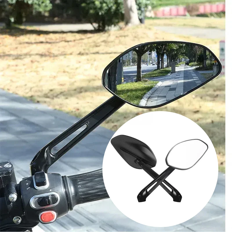 

8 10MM Motorcycle Accessories Rearview Mirror CNC Aluminum Alloy White Glass Motorbike Scooter Cruiser Universal Side Mirror