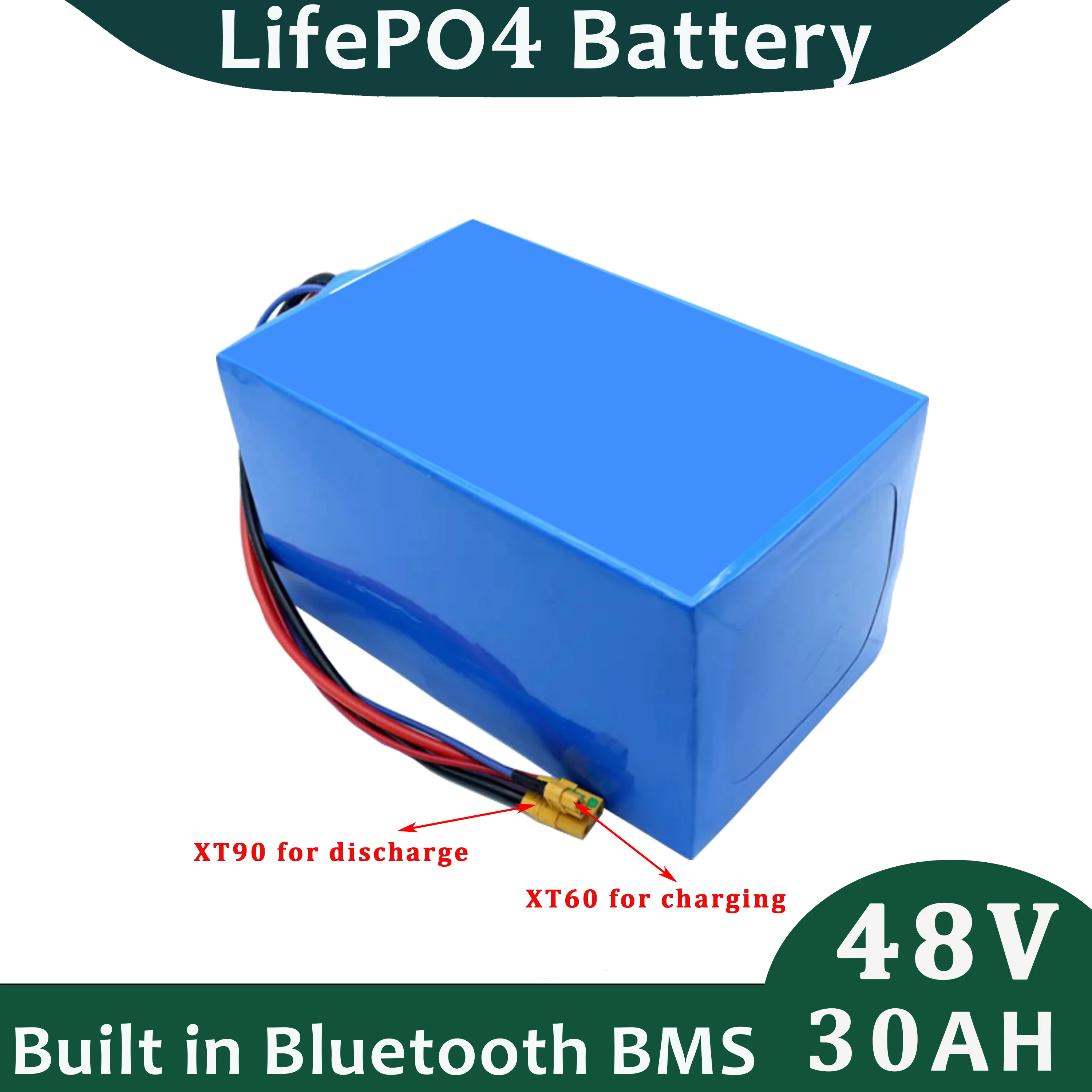 48v 30ah Lifepo4 Lithium Iron Phosphate Battery Pack for Electric Cart with 5A Charger