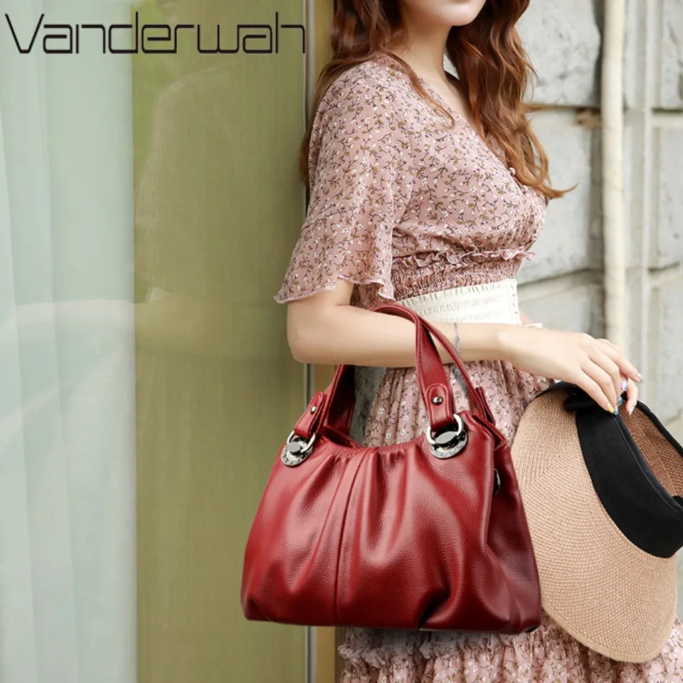 VANDERWAH Fashion Lady Handbag Luxury Soft Leather Trend Women Shoulder Bags High Quality Vintage Handbag Messenger Sac A Main