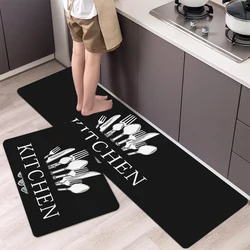 1pc Kitchen Tableware Letter Print Floor Mat Living Room Bathroom Kithchen Carpet Home Doormat Balcony Door Anti Slip Rug