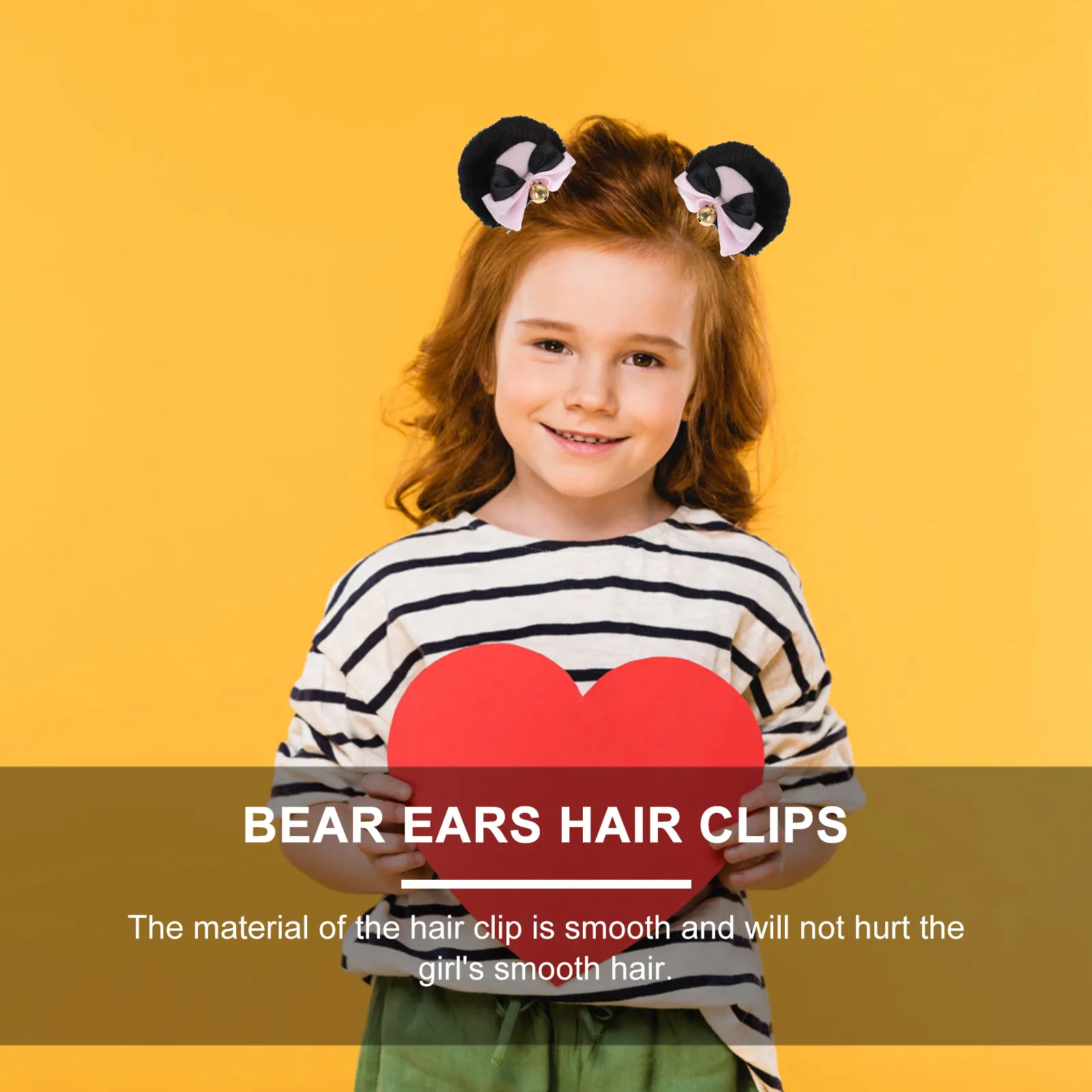 

1Pair Bear Ears Hair Clips Kawaii Hair Accessories for Women Girls Adorable Bow Decor Clip on Ears Secure Grip for Party