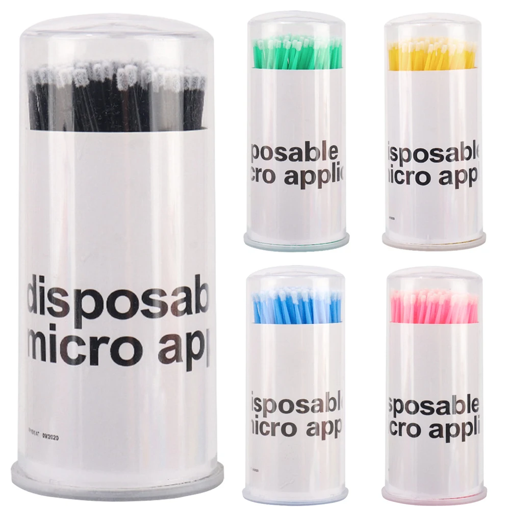 100 stücke Einweg Micro Baumwolle Tupfer Micro Applikatoren Biegsamen Pinsel Wimpern Extensions Werkzeug Für Reinigung Make-Up Zubehör