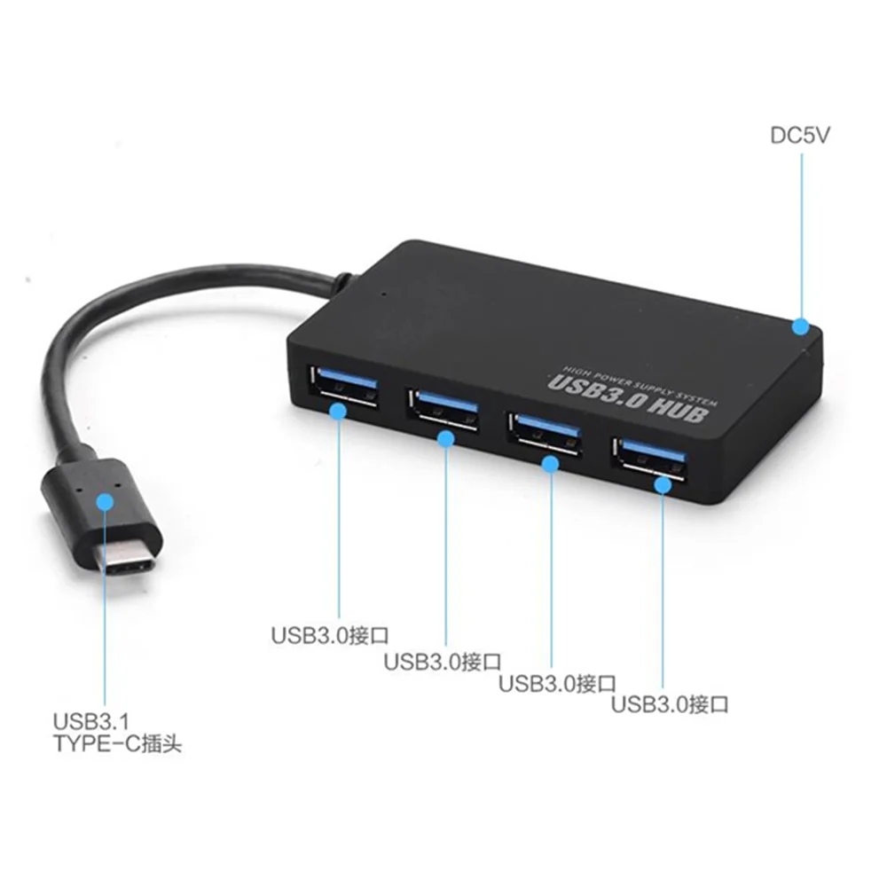Quatro em um hub USB3.0 Hub Desktop Laptop Universal Type-c3.1 Desktop Dock