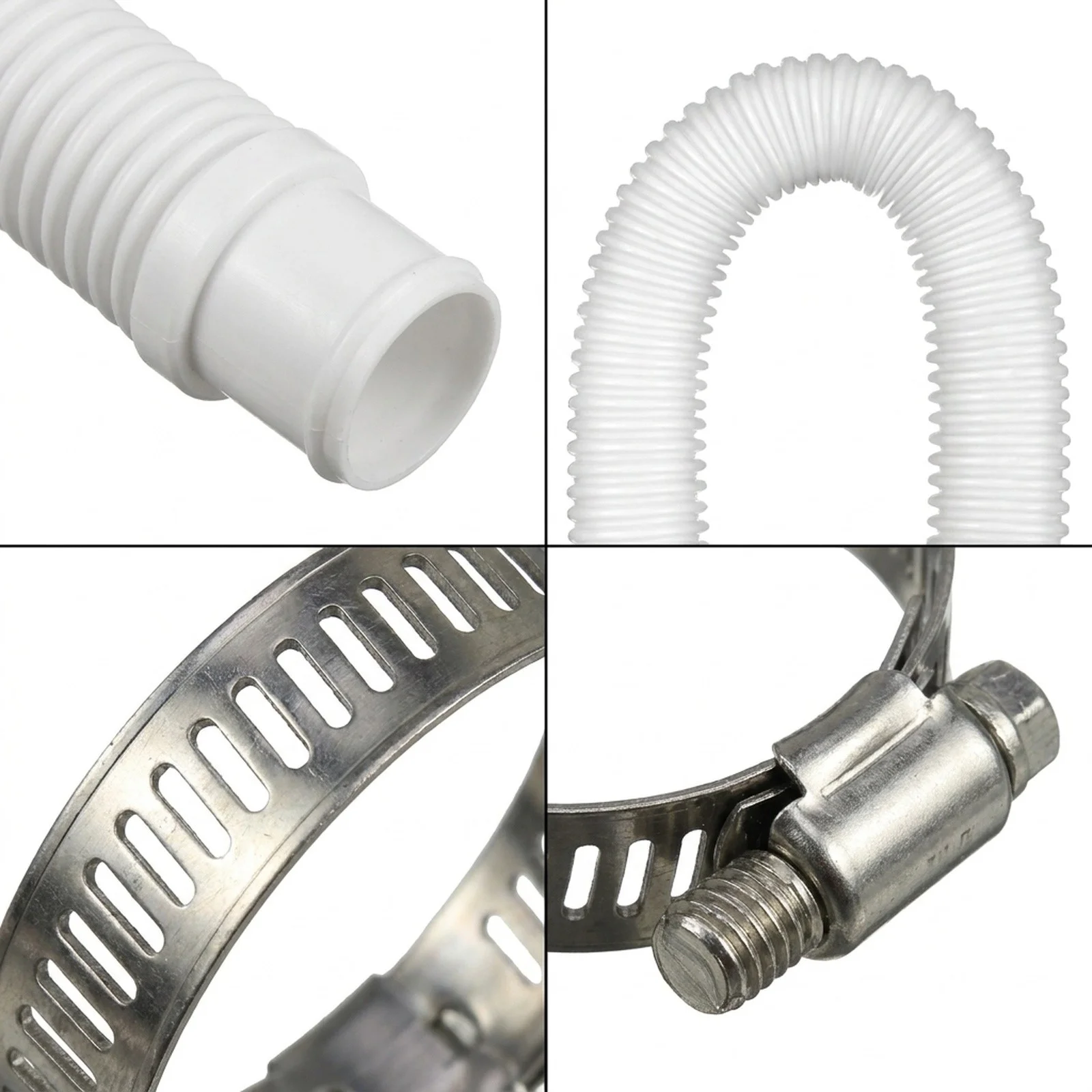 Replacement Pool Hose for Above Ground Filter Pumps Featuring Flexible Polyethylene Material Spiral Wound Design and Clips