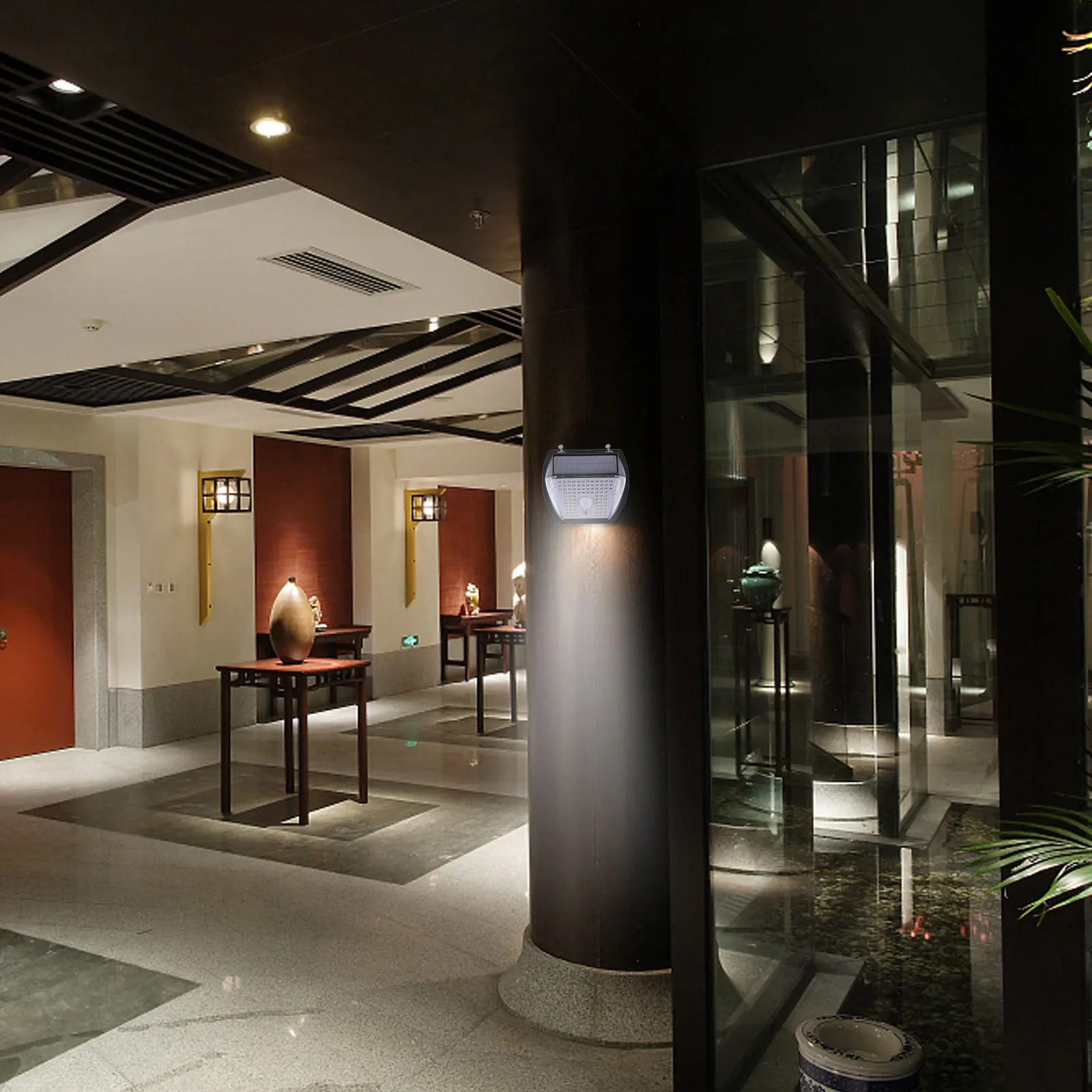 

Outdoor Solar Lights Waterproof Motion Sensor Lamps IP44 Resistant 150 Inductions Nighttime Use Solar Wall Lamp