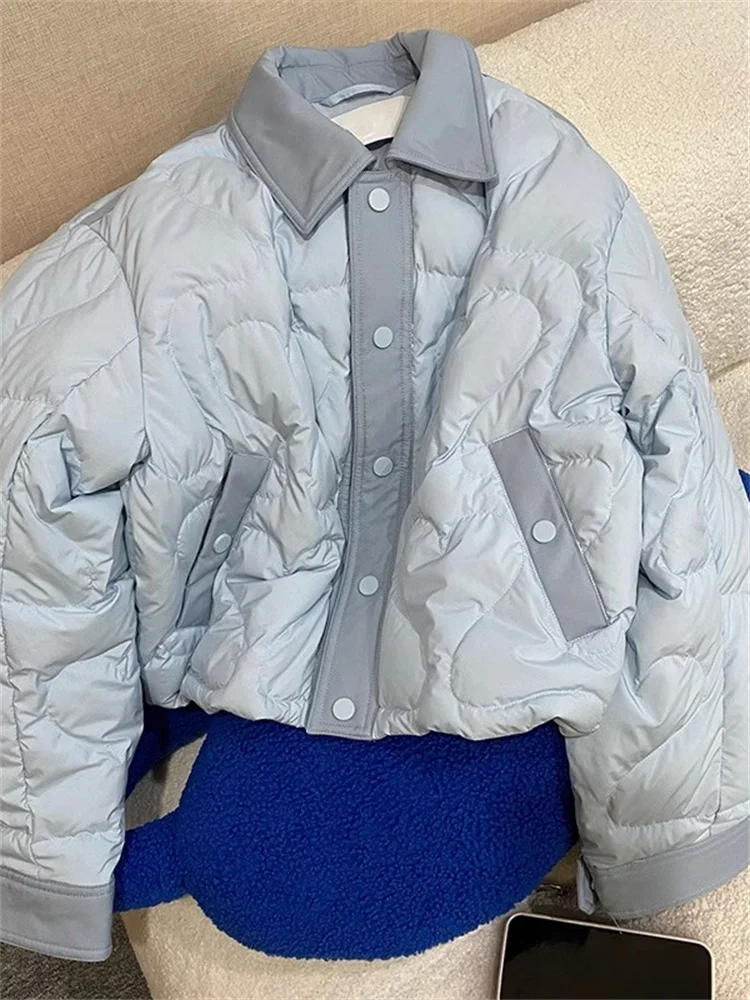 Trendy Oversized  Collar Cotton Jaet for Men And Women Pure Color Commute Sle Long Sve Zipper Closure Korean Version