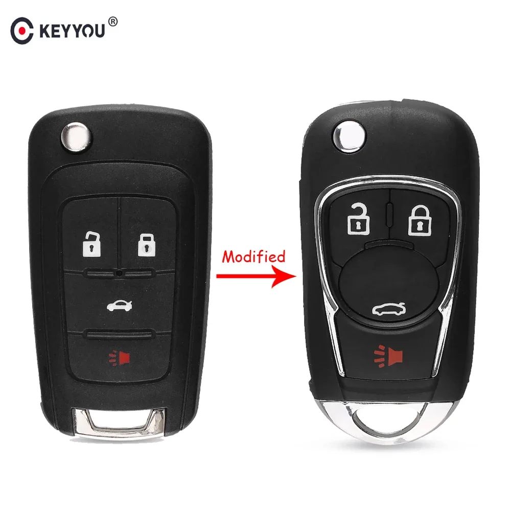 

KEYYOU Folding Flip 4 Buttons Remote Car Key Shell Cover Fob For Chevrolet Camaro/Cruze/Equinox/Impala/Malibu/Sonic