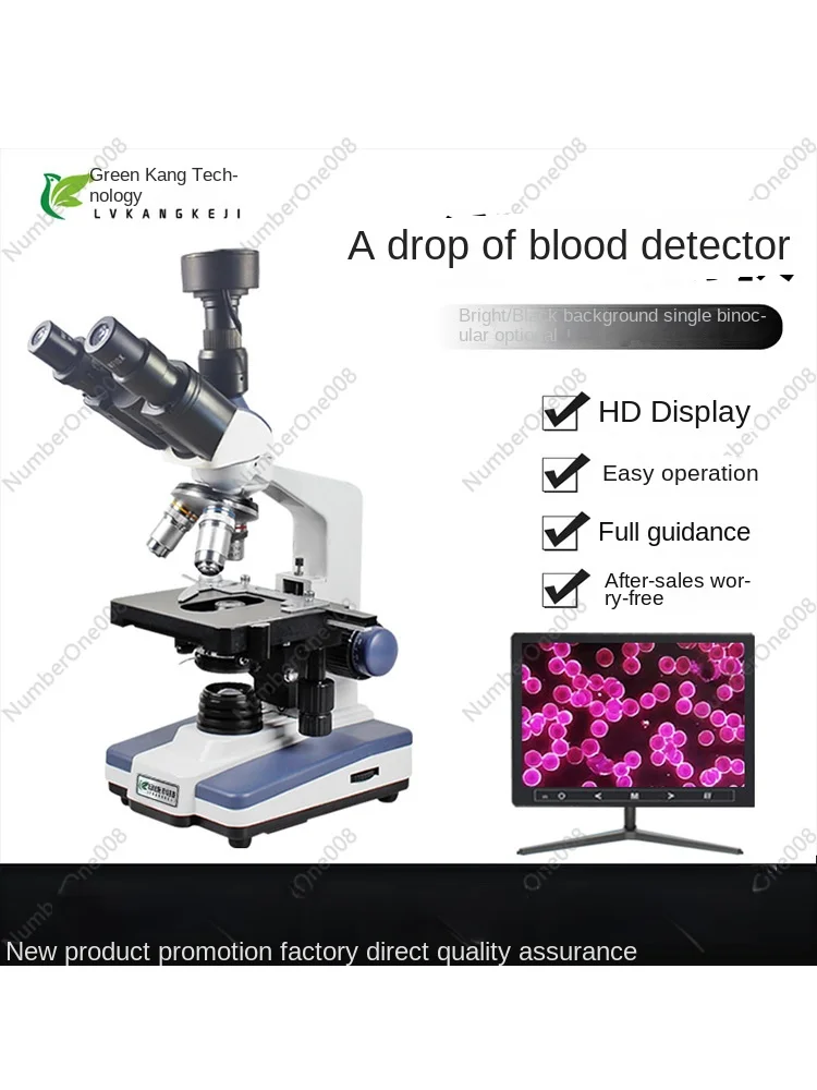 HD Black Background Single Binocular One Drop Blood Detector Professional Electronic Biological Optical Blood Cell Microscope