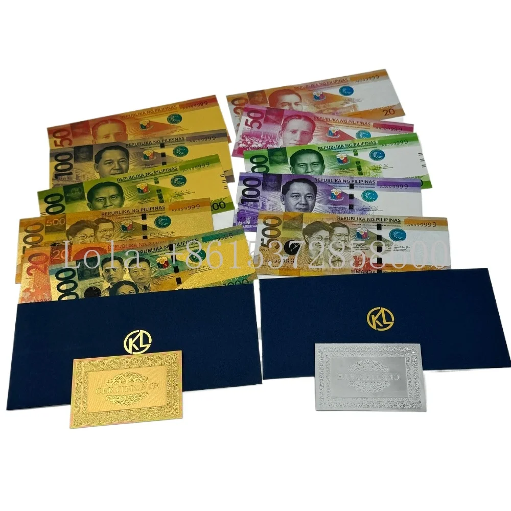 The Philippines 20 50 100 200 500 Commemorative Gold Banknote Challenge Silver Banknotes Souvenir Gift for Collection Home Decor