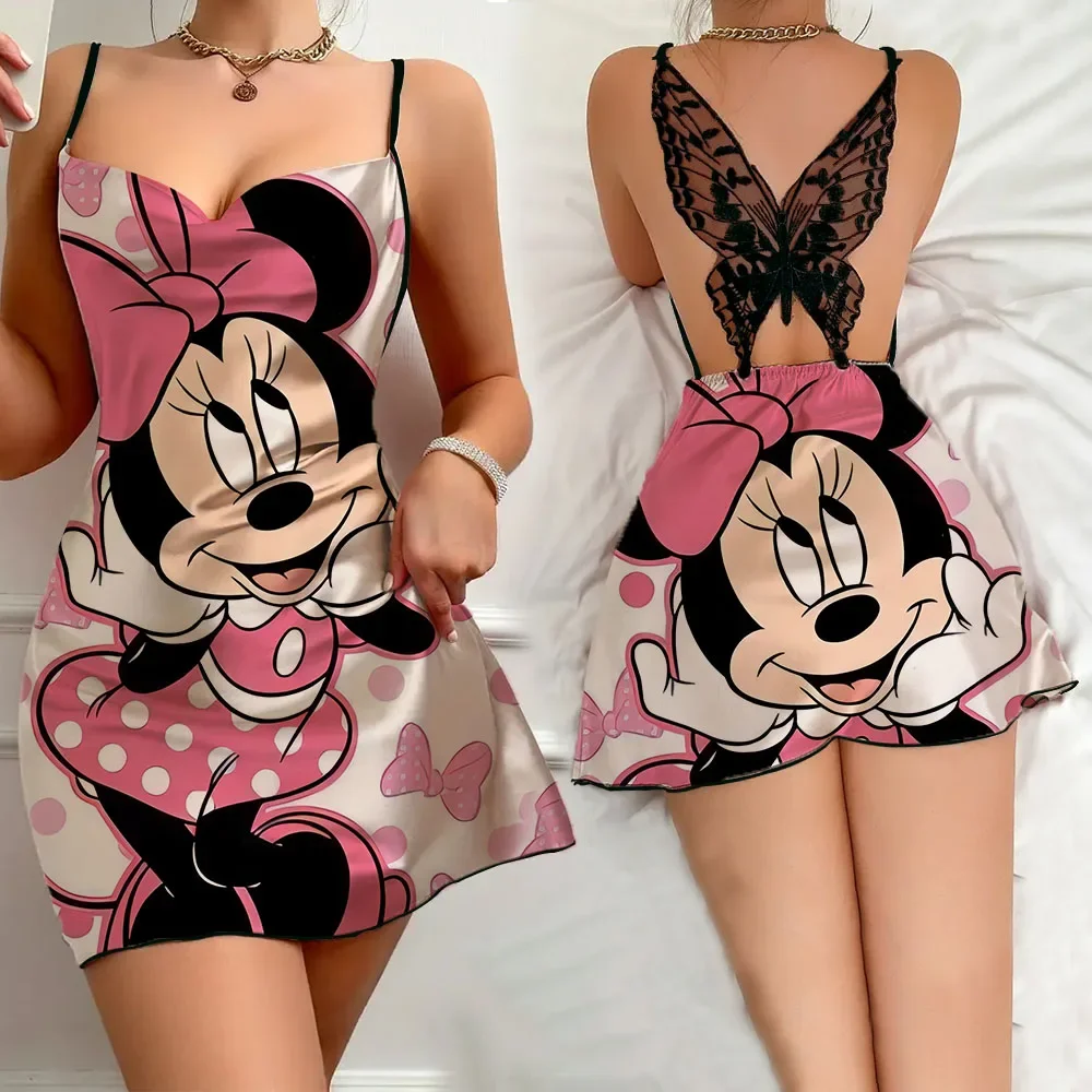 

New Fashion Summer Nightwear for Women Sexy Female Pajama Comfortable Sleevesless Women's Sleeping Skirt with Cartoon Pattern