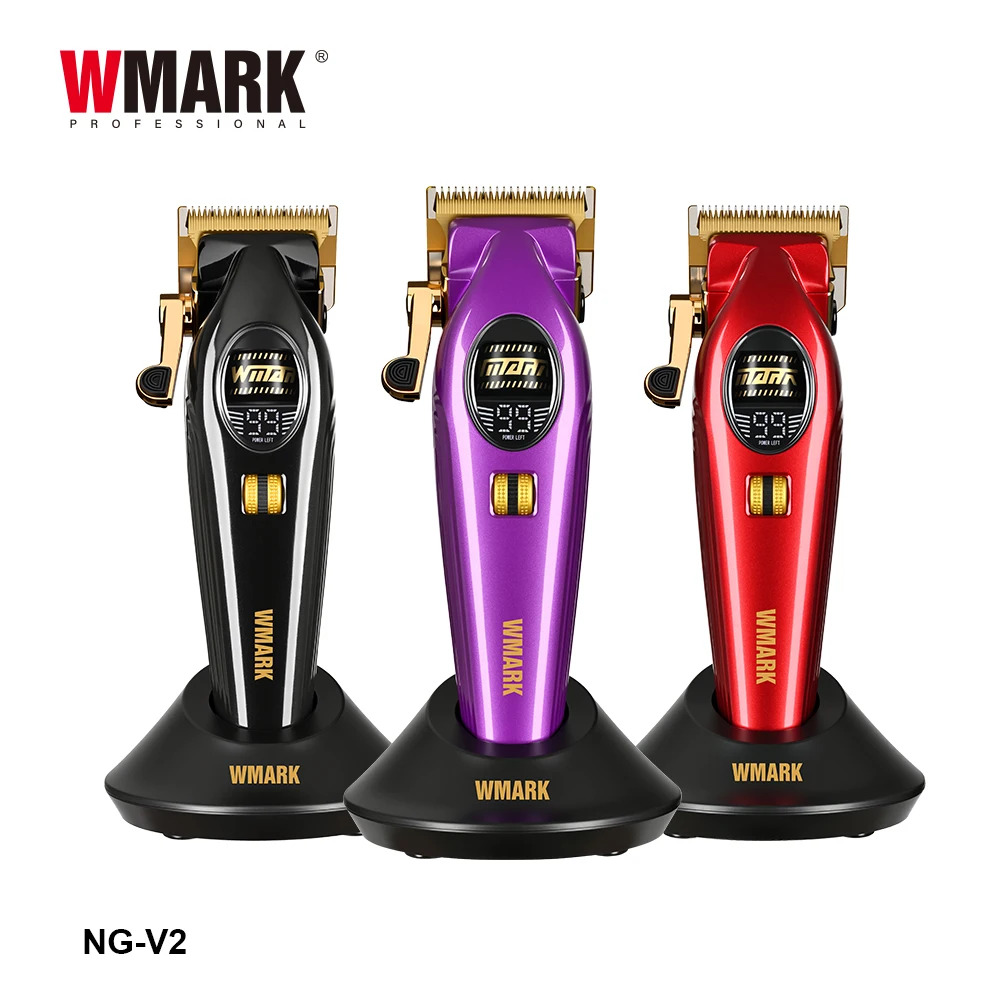 Профессиональная беспроводная машинка для стрижки волос WMARK Infinite для левшей – регулировка скорости, зарядная станция, внешний ротор 9000 об/мин