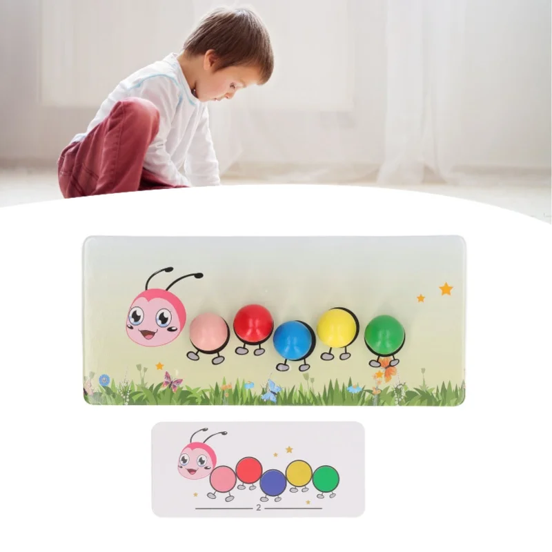 ของเล่นลูกปัดหนอนผีเสื้อ ของเล่นไม้รูปหนอนผีเสื้อ ของเล่นลูกปัดหนอนผีเสื้อสำหรับเด็ก เกมจับคู่สี