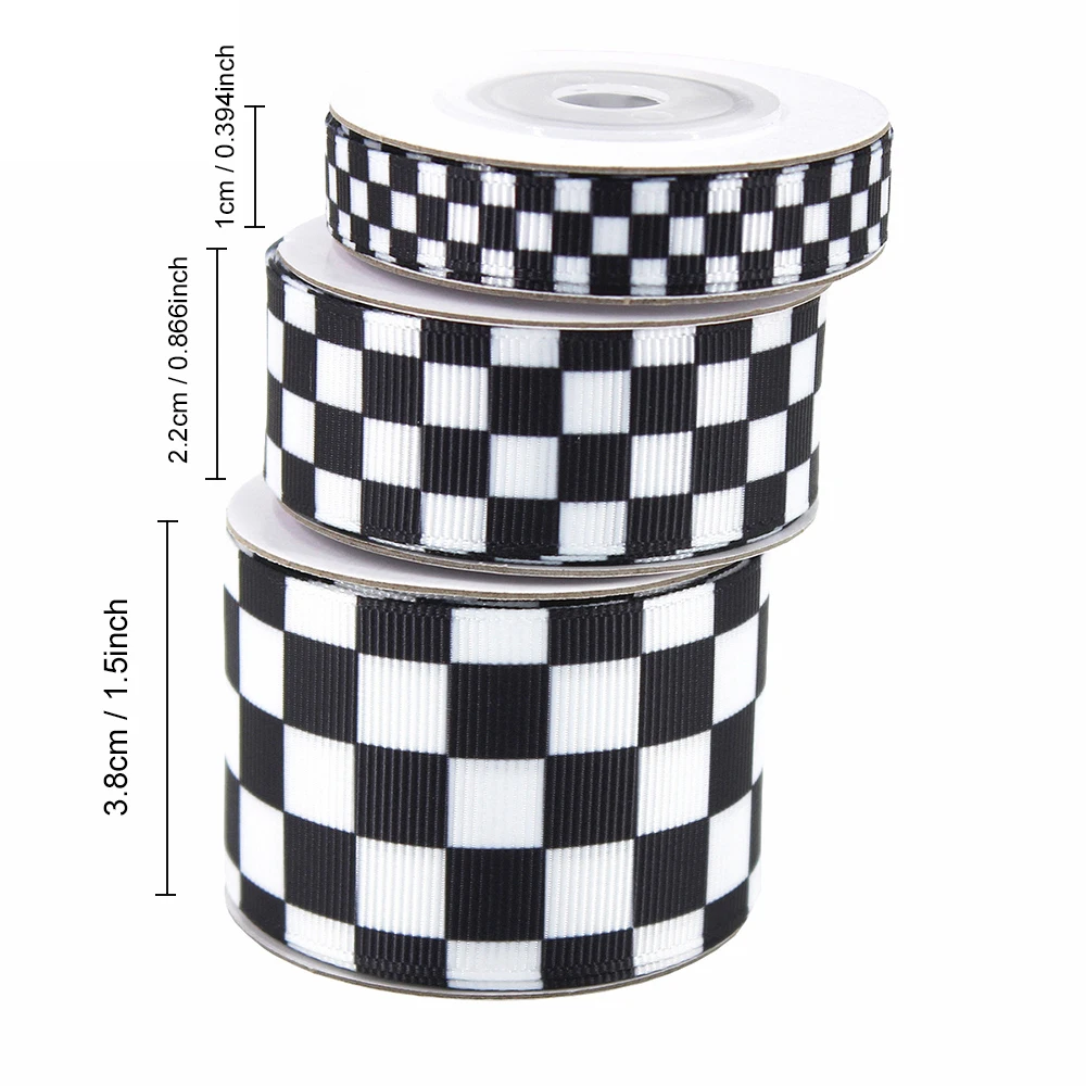 5 Yards 10/22/38mm Schwarz Weiß Kariertes Band DIY Handwerk Verpackung Für Hochzeit Blume Handgemachte Schleife geschenk Box Verpackung Party Decor – Detail 1