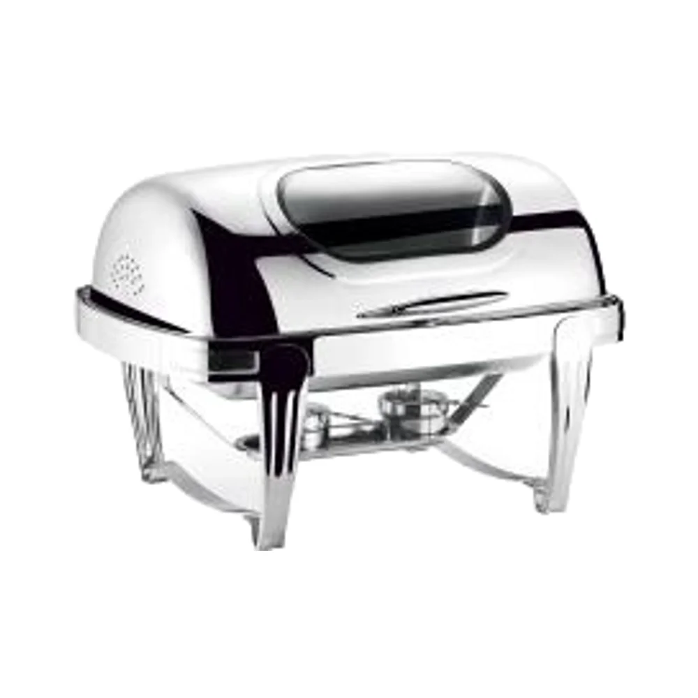 Luxury 9L Tiger Foot Stainless Steel Buffet Stove With Square Glass Lid Self-Service Fuel Heating Method Elegant Food Heater