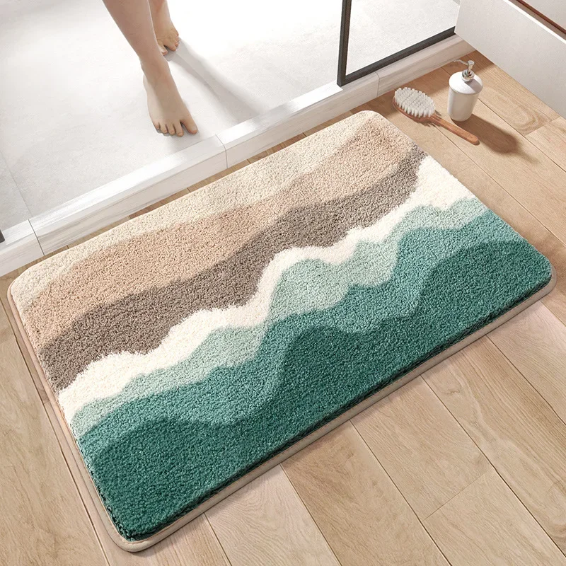 

Print Thicken Super Absorbent Bathroom Rug Entrance Door Eliminate Dust Foot Mat Non-slip Quick-drying Soft Bath Carpet Flocked