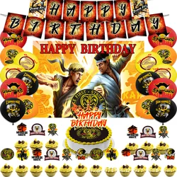 Cobra Kai Theme Boy's Birthday Party Decoration The Karate Game Balloons Birthday Cake toppers Banner Supplies Kids Baby Gifts
