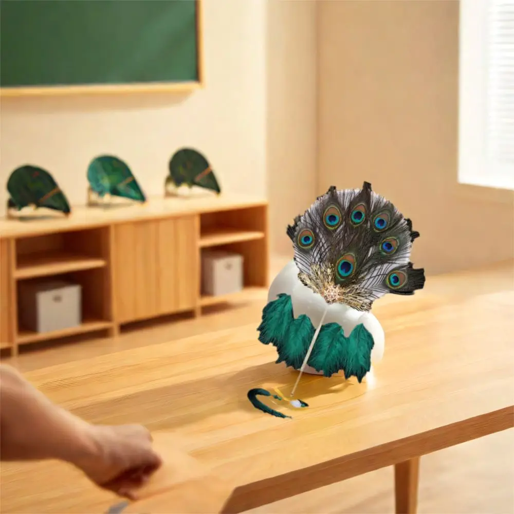 Long Handled Peacock Feather Fan Handheld Ancient Style Circular Fan Exquisite Elegant Chinese Round Fan Cheongsam Accessories - Image 3