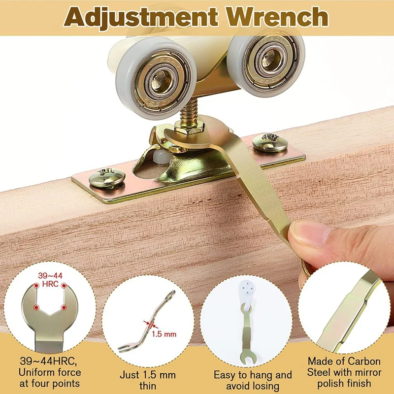 4Pcs Pivot Adjustment Wrench For Sliding Door Hanger, Adjustment Pocket Wrench For Closet Door, 3/8 Inch Open Wrench