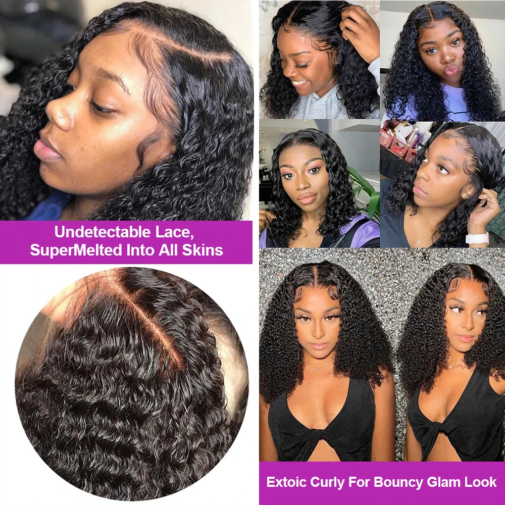 Pre Cut Curly Bob Human Hair Brazilian 250 Density Lace Front Wigs 13x6 Deep Water Wave Closure 7x5 Glueless Wig Ready To Wear