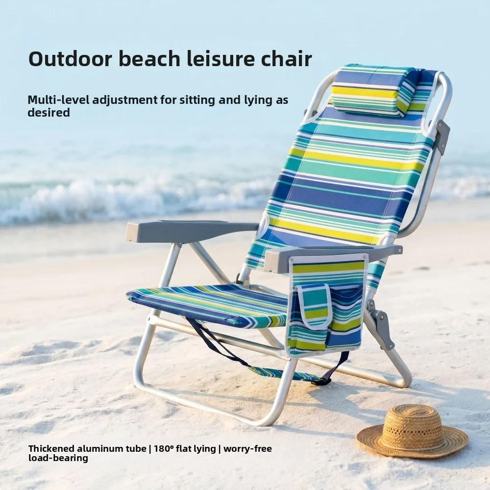 Backpack-Style Reclining Folding Chair, Outdoor Beach Camping Fishing Nap Seat, Breathable Durable for Office Travel Relax