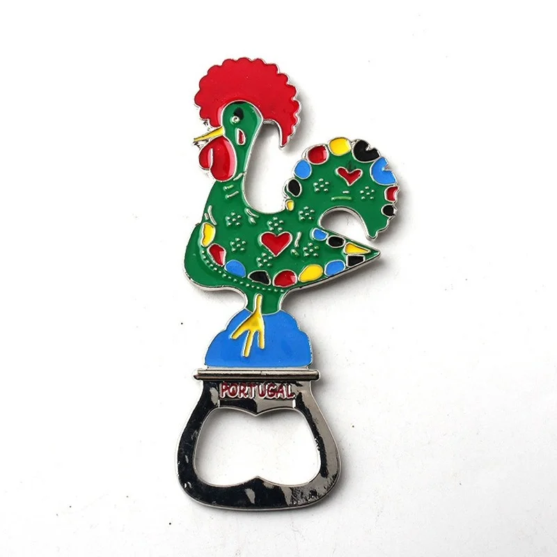 Portugal Cock Metallic Fridge Magnetic Stickers Bottle Opener Cute Home Decor Metal Magnetic Stickers for Blackboard