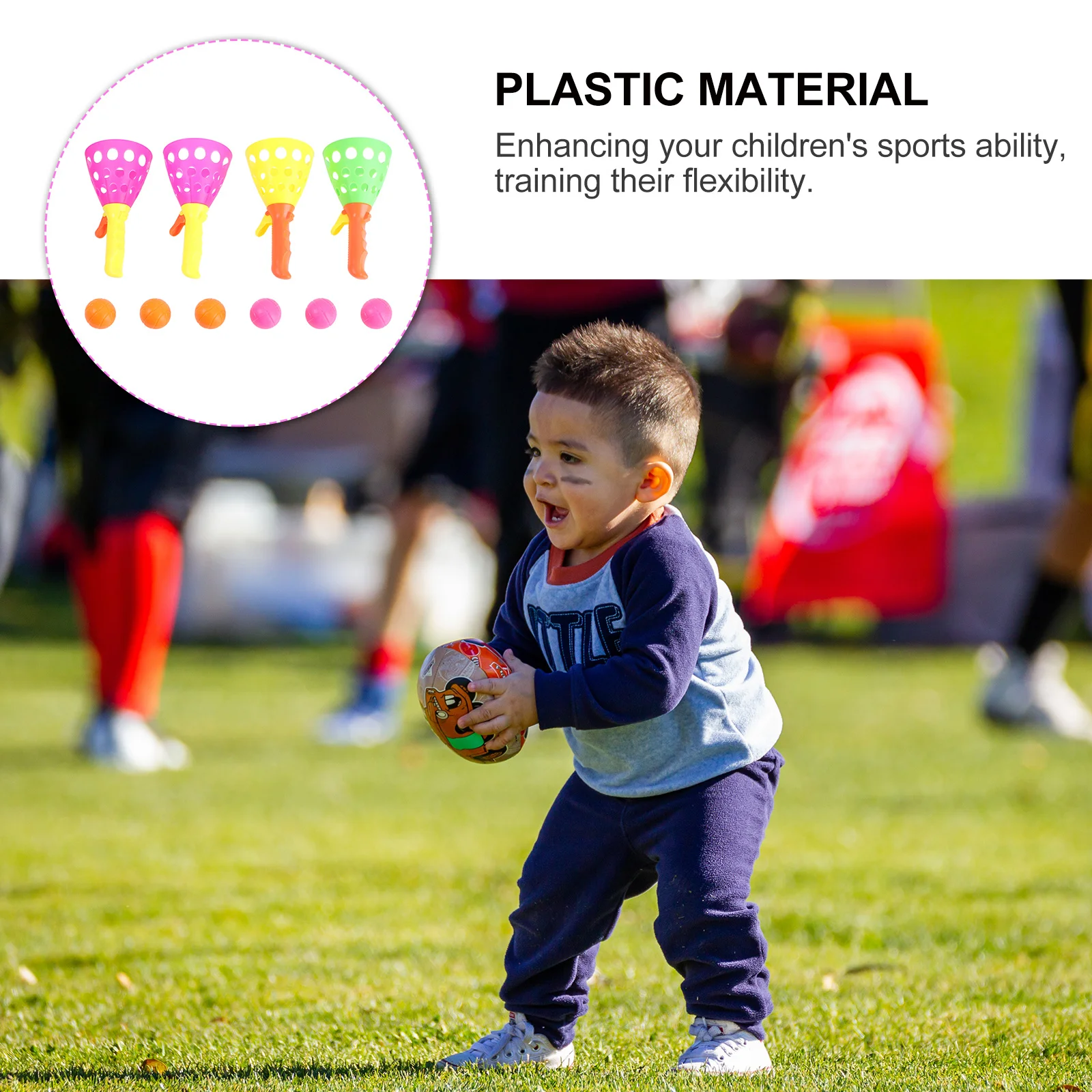 

6pcs Launch Throw Catch Set Click Toss Game Outdoor Play For Kids Children Toss Ball Game Chuck Ball Enhances Flexibility