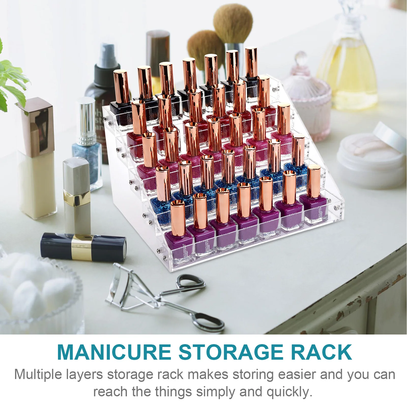 

Multi-Layer Nail Polish Display Rack Clear Acrylic Organizer For Manicure Tools Lip Gloss Storage Salon Shelf Countertop Holder