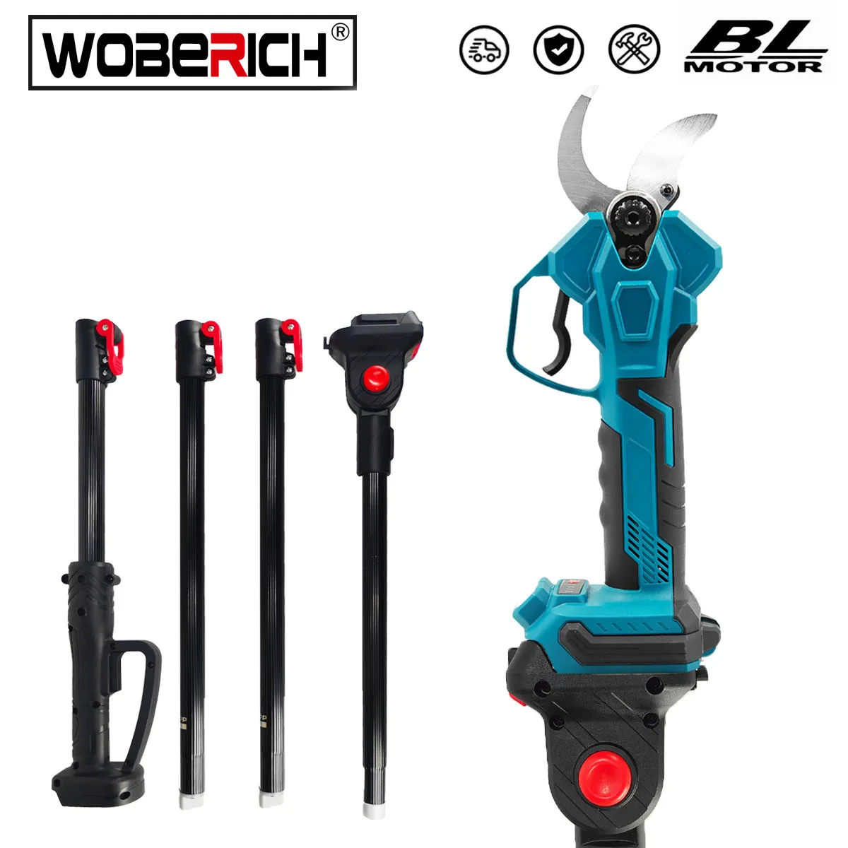 

WOBERICH Extension Pole Brushless Cordless Electric scissors Efficient Fruit Tree Bonsai Pruning Branche Cutter(No battery)