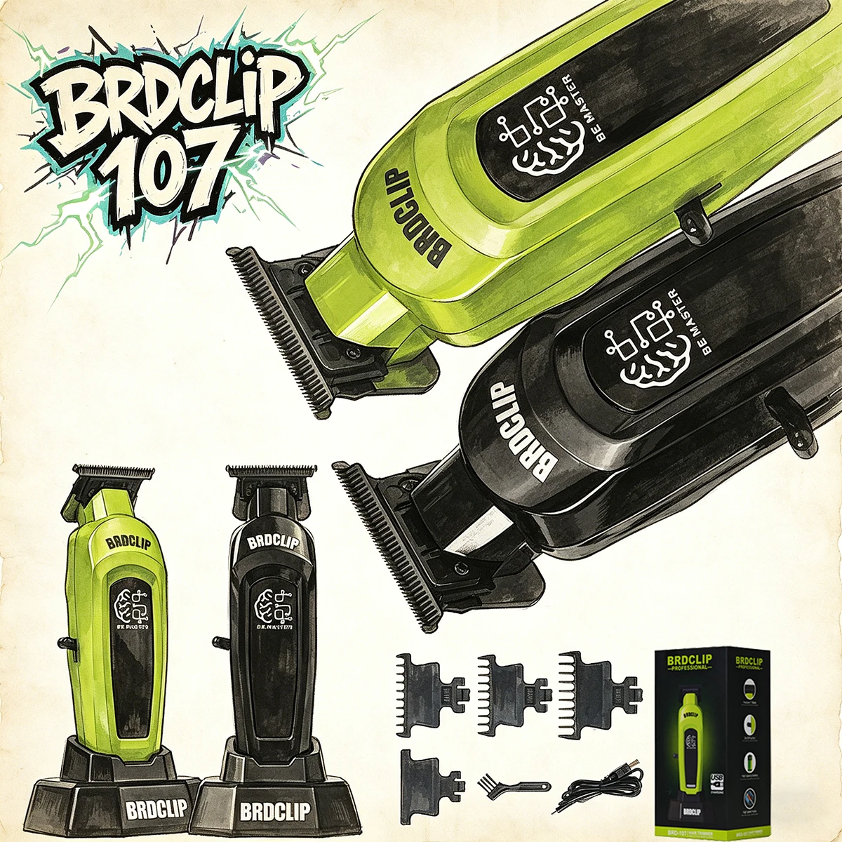 

Профессиональный электрический триммер для волос с лезвием DLC R-типа, 8000 об/мин, электрическая машинка для стрижки с зарядной базой, 2000 мАч, для парикмахерских, модель BRD-107