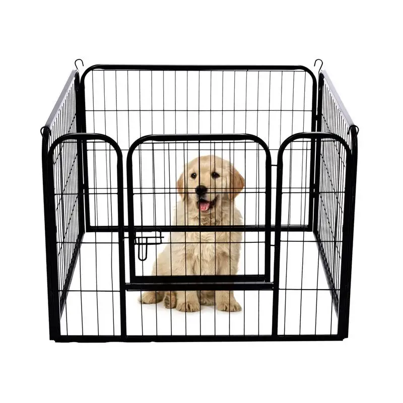 Pet Fence Metal Exercise Pet Play Pen Foldable Single Door Metal Dog Playpen With Eight 24-Inch Panels For Large Medium