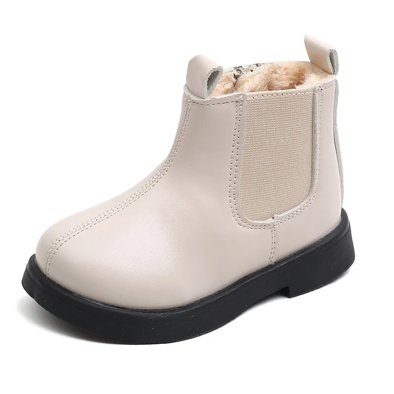 Botas gruesas de algodón para niño y niña, botines de nieve a la moda, cálidos y antideslizantes, estilo británico, estilo Chelsea, novedad