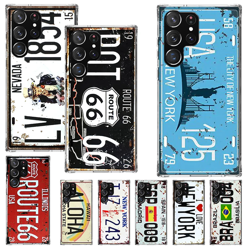 License New York Plate Number Phone Case For Samsung Galaxy S24 S23 S22 S21 Ultra S20 FE S10 Plus S10E S9 S8 + Soft Cover Shell