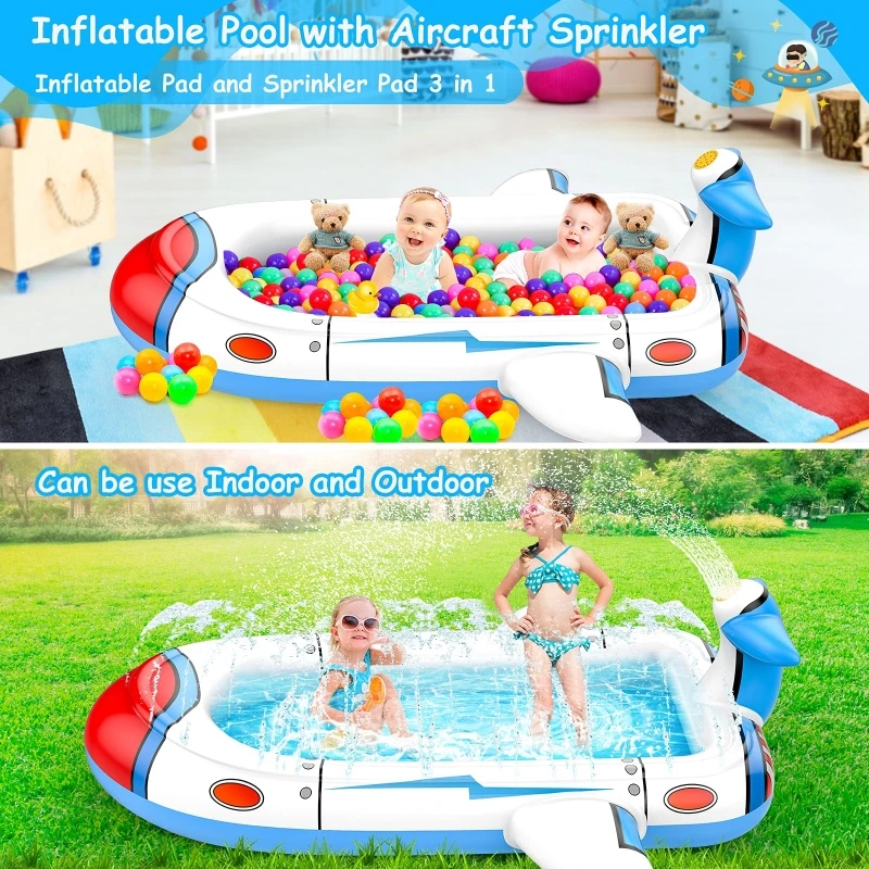 Kids Swimming Pool Inflatable Spray Pool Outdoor Splash Pad Summer Backyard Water Park Children's Sprinkler Water Play Mat