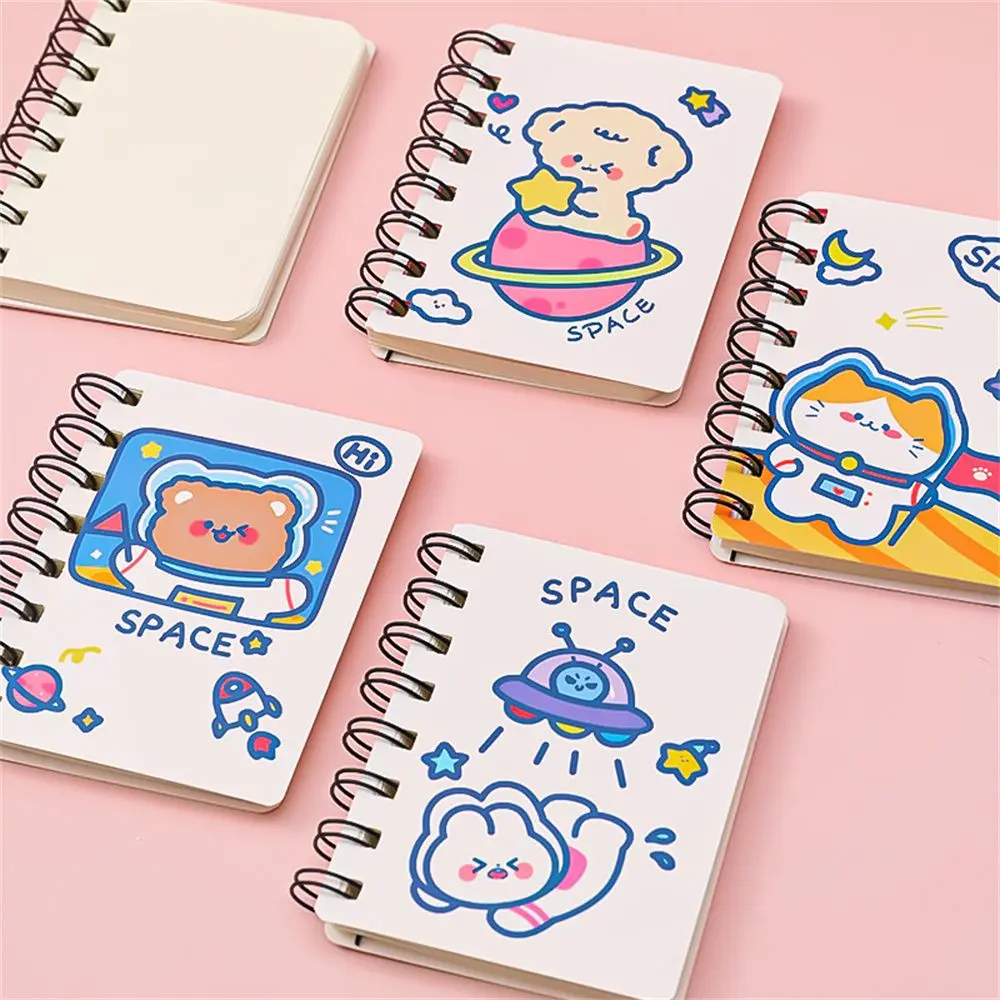 Kawaii A7 Thick Notebook Cute Astronaut Portable Coil Notepad Diary Book Exercise Book School Office Supply Stationery 160 Pages