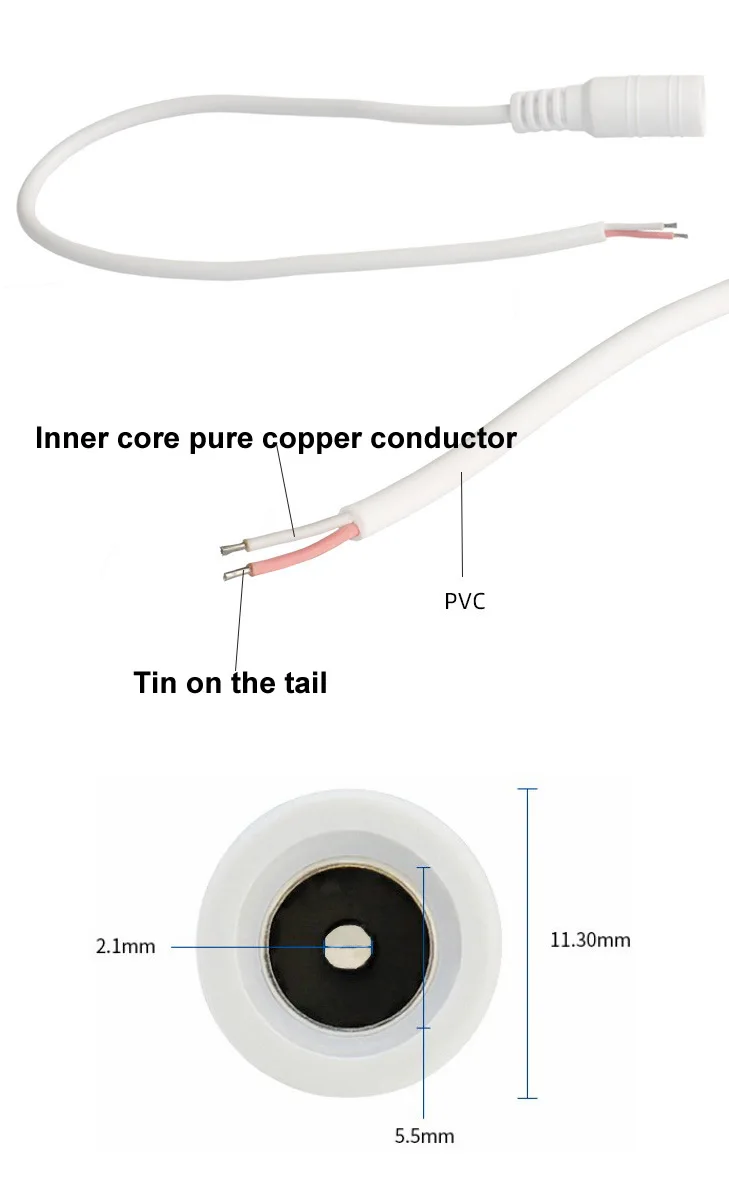 Adaptateur de prise femelle DC5.5, blanc, surveillance de l'alimentation, jouet électronique, interface d'appareil électronique