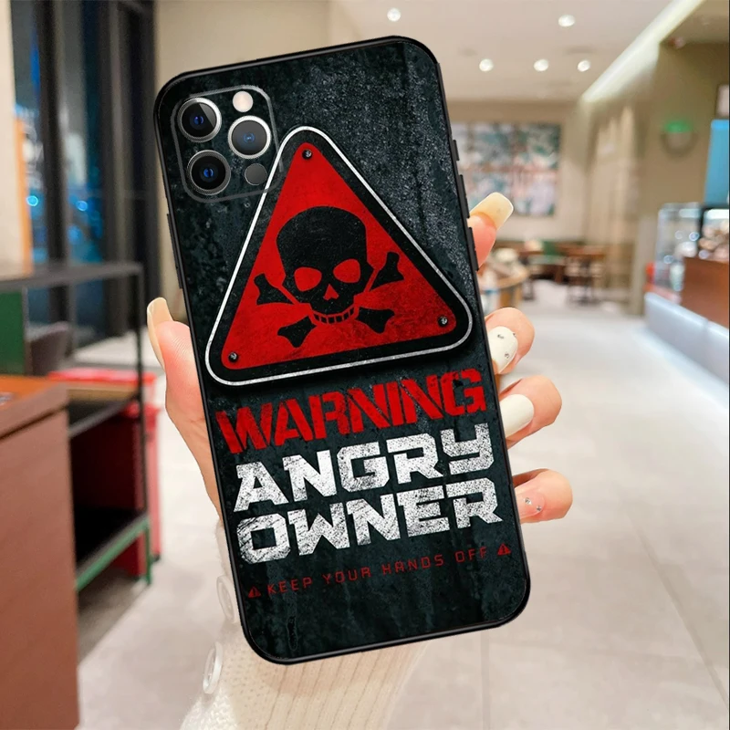 Avvertimento Angry Danger Proprietario Cassa Del Telefono Per iPhone 17 16 15 14 13 12 11 Pro Max mini 16 Plus 16e 17 Air Copertura Protettiva