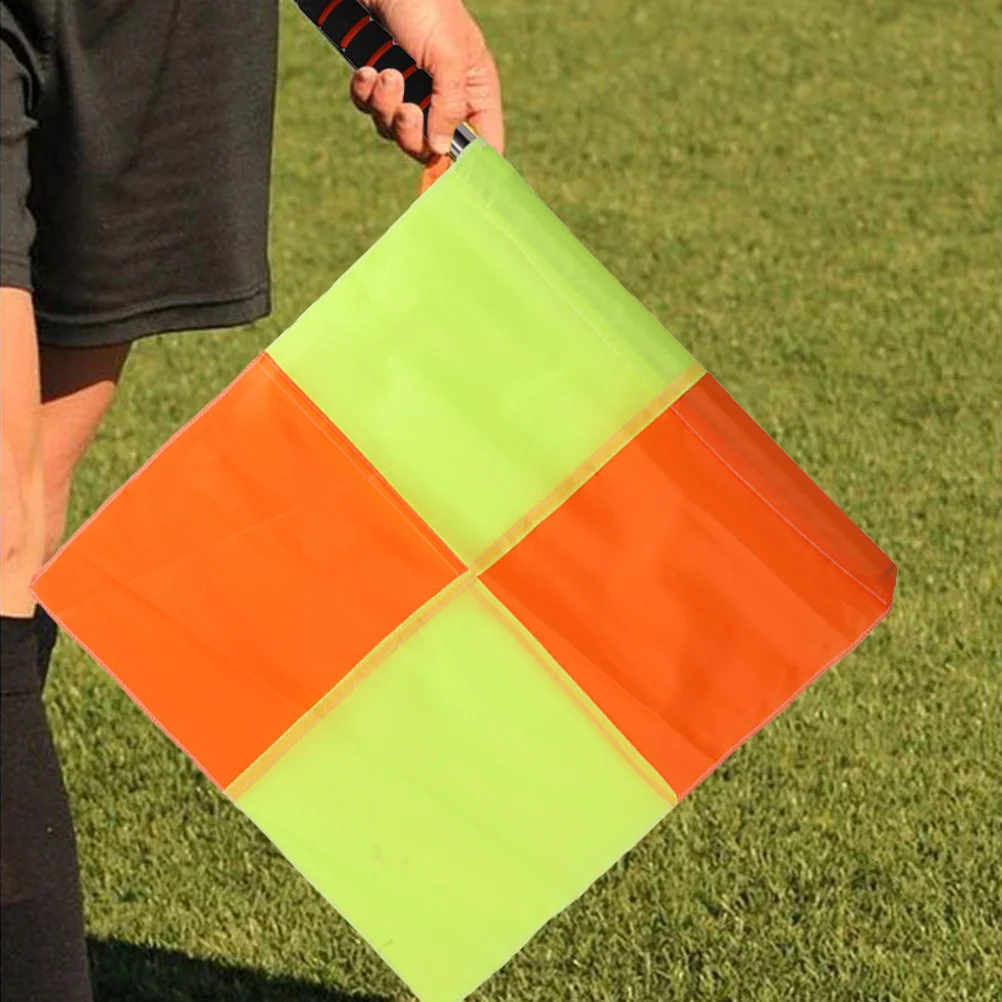 2 قطعة الحكم كرة القدم مقاوم للماء أعلام اليد المتينة للرياضة سباق الأحداث في الهواء الطلق المنافسة إشارة مباراة القاضي يلوحون الأعلام #5