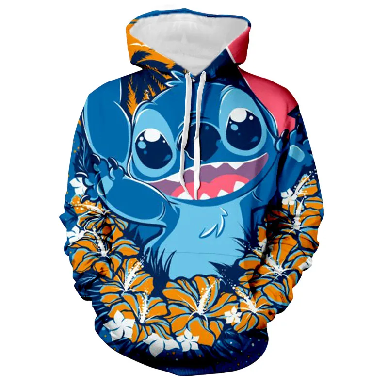 Autumn New Harajuku Men's and Women's Disney Stitch and Mickey Anime Hoodie 3D Printed Fashion Men's Slim Fit Sportswear 2022