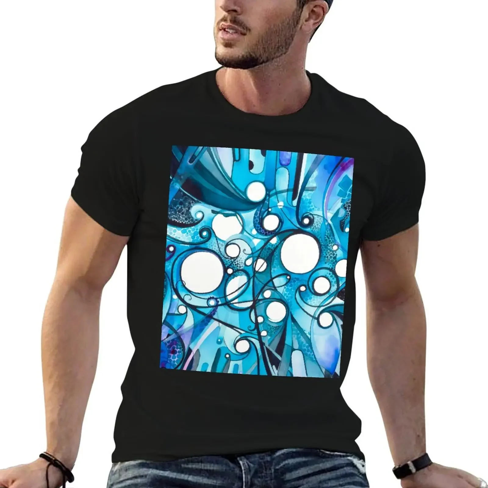 Medium Hadron Collider - Watercolor Painting T-Shirt oversized t shirt blacks t shirts for men graphic