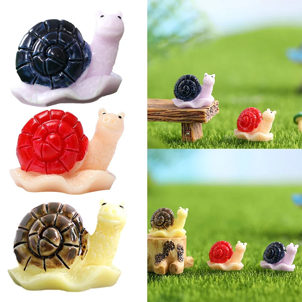 Resin Small Snail Figurine Garden Decoration Cute Animal Kawaii Snail Model Creative Simulation Mini Ornament Outdoor