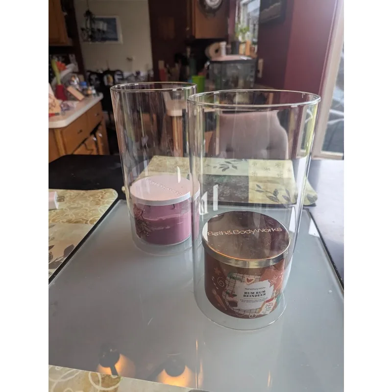 2 PCS (H:25cm D:10cm) Multiple Size Choices Flame Candle Chimney Cylinder,Open Ended Glass Hurricane Candleholder Tube Shade | |