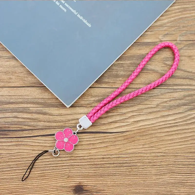 Solid Color Phone Wrist Strap, Colorful Flower Lanyard