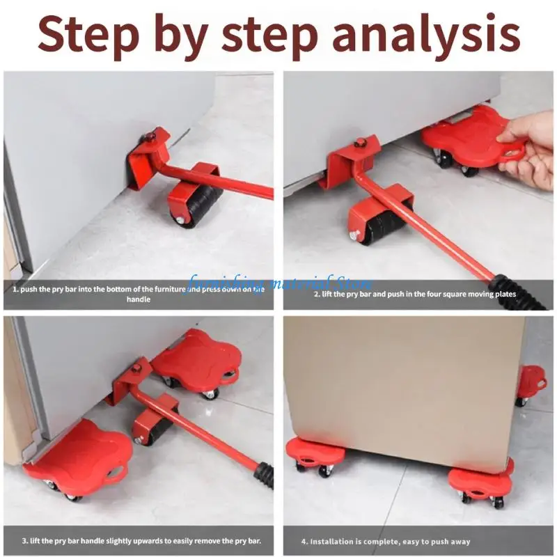 Y5GD Multipurpose Wheel Movers Sliders Set with Effortless Gliding for Moving Heavy Objects Quick Assembly Moving Device
