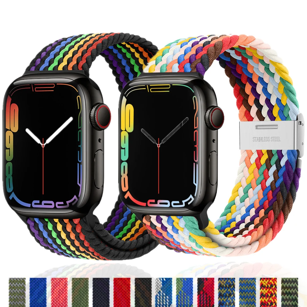 

Braided solo Loop strap For Apple watch band 49mm 45mm 41mm 44mm 42mm 40mm 38mm Nylon Bracelet iWatch series 9 8 7 6 se ultra 2