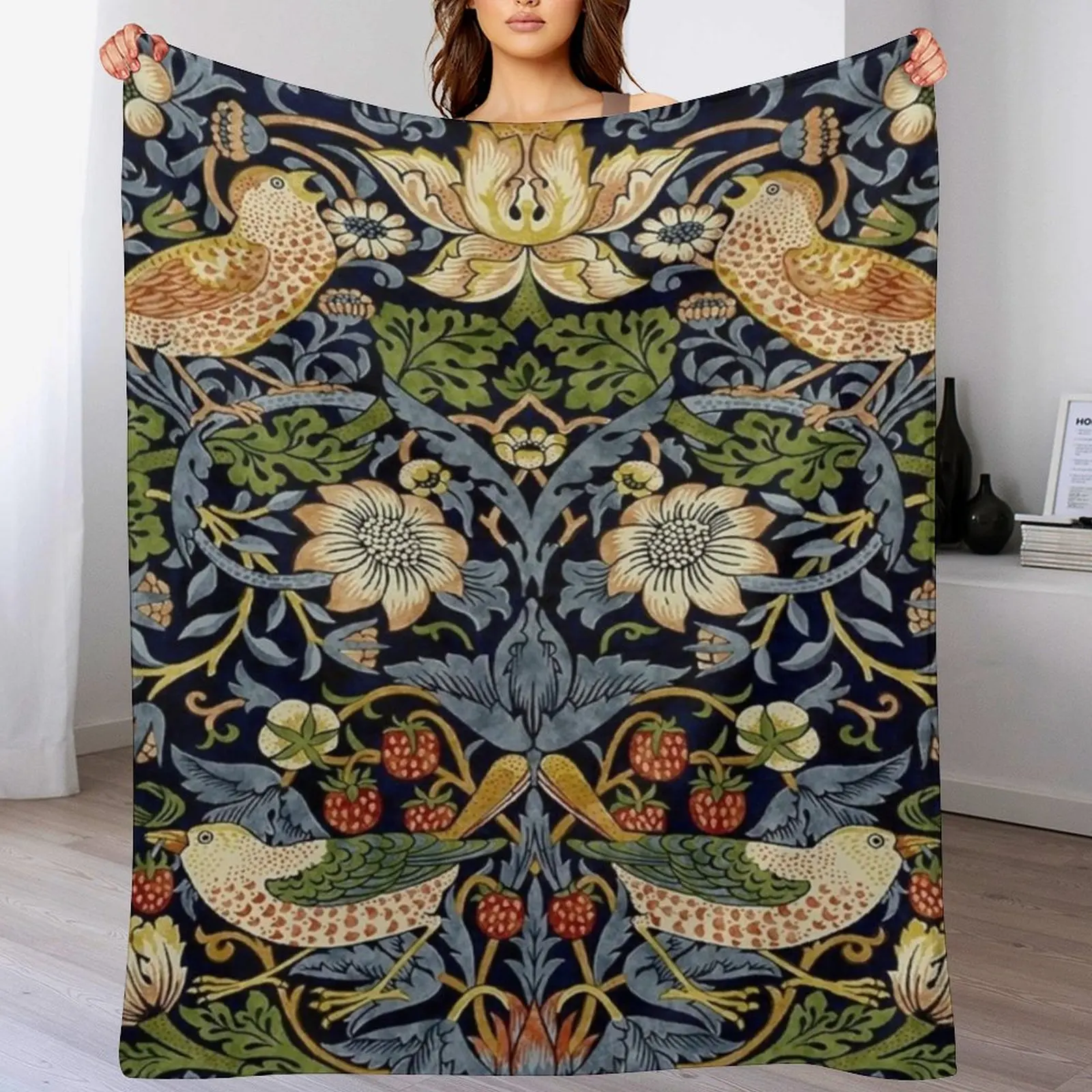 William Morris strawberry thief design Throw Blanket Summer Beddings sofa bed Moving Blankets