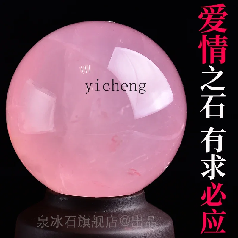 YFY  Natural Pink Crystal Ball Ornament  Gift Best Friend Birthday  Home Office Decoration